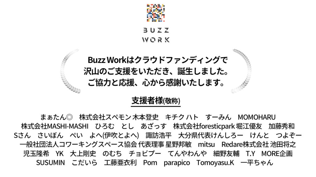 クラウドファンディングで支援してくださった人のお名前一覧